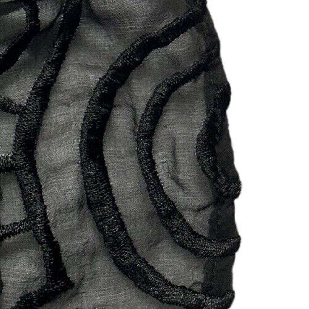 Language Womens Embroidered Tunic Top Lace Yoke 3/4 Sleeve Silk Blend Black Sz S - Picture 14 of 14